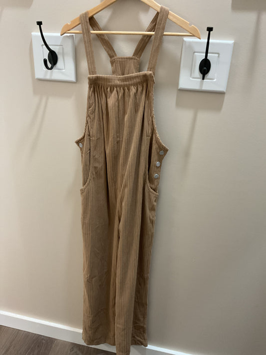 KHAKI CORDUROY LOOSE FIT OVERALLS