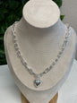 Silver chain with puffy heart