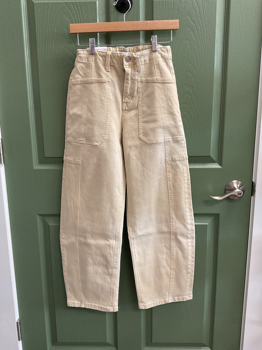 Beige, high barrel pants, flying monkey