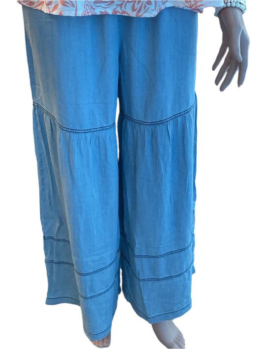 Light blue flowy, wide leg jeans