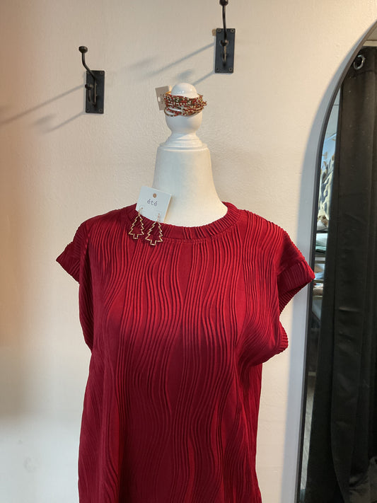 Short sleeved ribbed shirt burgundy