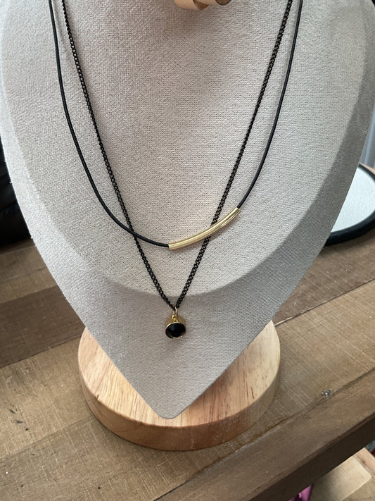 Black and gold double necklace