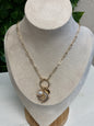 Gold chain with coin and pearl clip charm