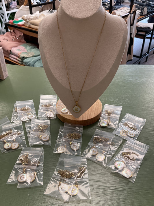 Gold Marble  initial necklaces