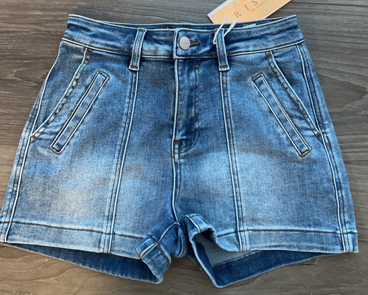 Denim front seam shorts Risen