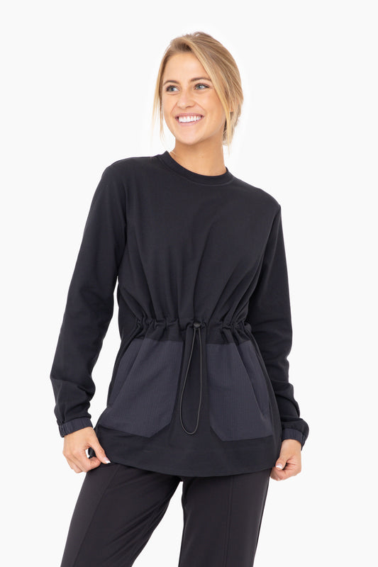 MONO B BUNGEE WAIST TUNIC TOP W POCKETS