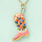 GOLD CHAIN W PINK AND FLORAL COWBOY BOOT