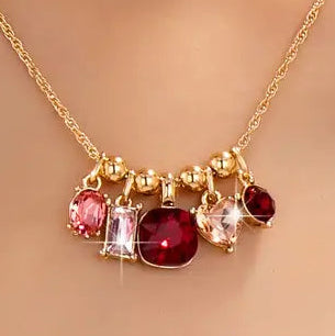 MULTI COLOR RUBY CHARM NECKLACE